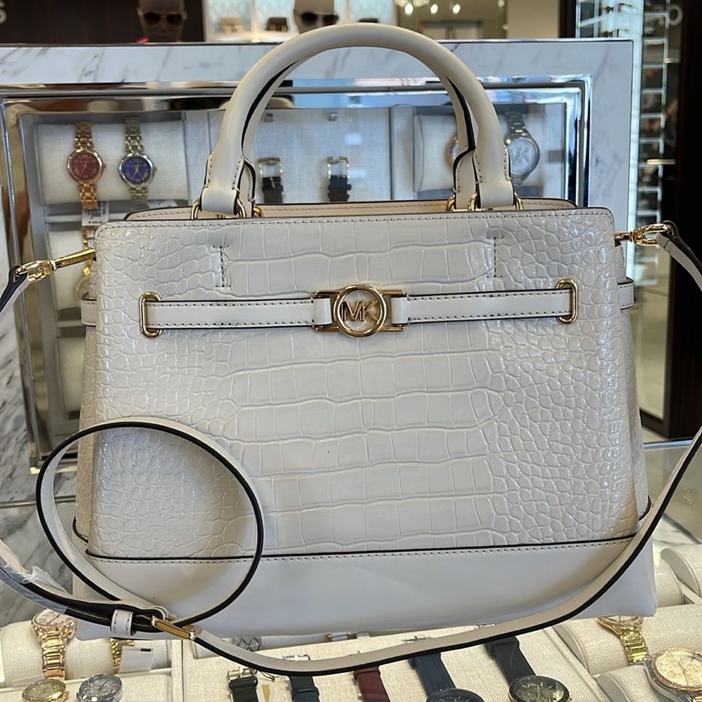 MICHAEL KORS
Reed Large Leather Belted Satchel Crossbody Handbag Center Zip NWT - Picture 12 of 16